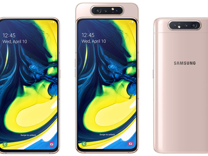 Samsung Galaxy A80 ราคา 21,990 บาท มือถือ 3 กล้องหมุนได้