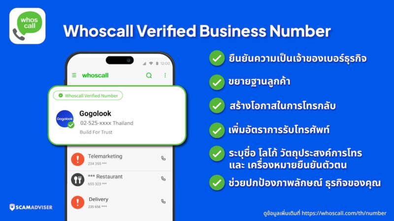 Whoscall เปิดตัวบริการ Whoscall Verified Business Number หนุนธุรกิจเอสเอมอี และองค์กรใหญ่ยืนยันตัวตน ปกป้องลูกค้าและแบรนด์จากภัยคุกคามที่เพิ่มขึ้น